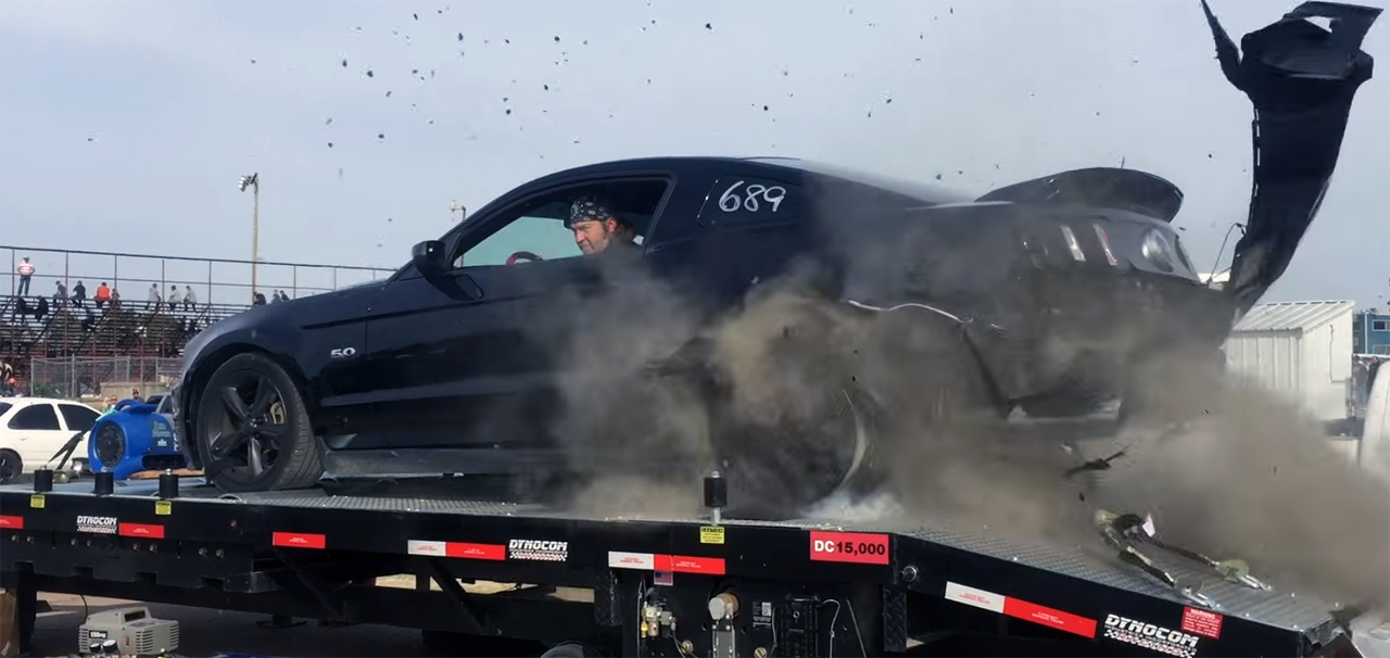 Watch a Mustang shred itself on the dyno