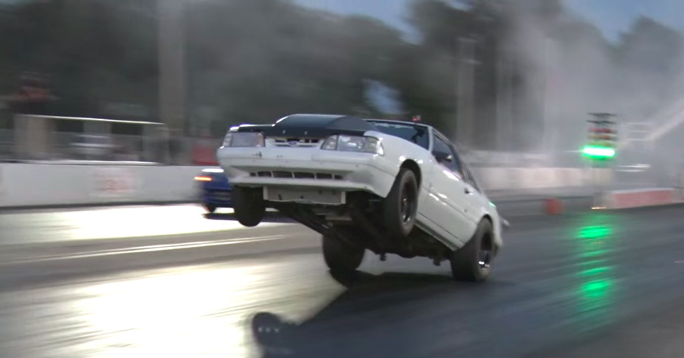 Fox-body Mustang meets the wall