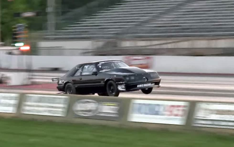 Turbo Fox Mustang hits 200mph from a wheelie launch