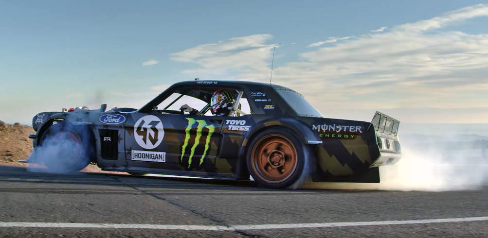 Ken Block’s Climbkhana: Pikes Peak featuring a Twin-turbo 1400 HP 1965 Mustang!